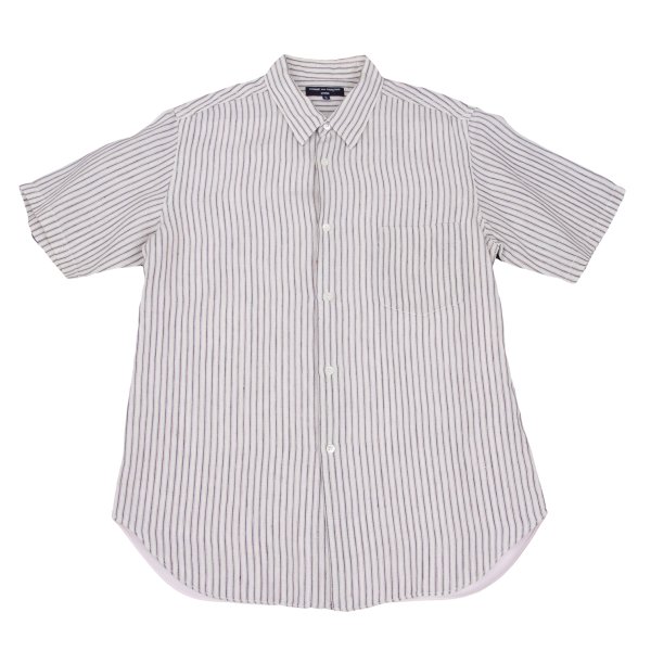【中古】 コムデギャルソン オムCOMME des GARCONS HOMME リネンバックコットン切替ストライプ半袖シャツ ベージュ他L【メンズ】｜PLAYFUL