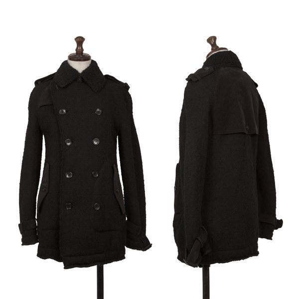 【中古】 ジュンヤワタナベマンピンク コムデギャルソンJUNYA WATANABE MAN PINK COMME des GARCONS ピリングニットショートトレンチコート 黒S【レディース】|PLAYFUL