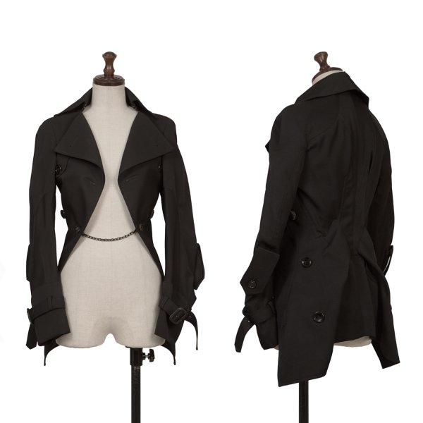 【中古】 ジュンヤワタナベ コムデギャルソンJUNYA WATANABE COMME des GARCONS 裏柄ウールギャバ再構築ジャケット 黒SS【レディース】|PLAYFUL
