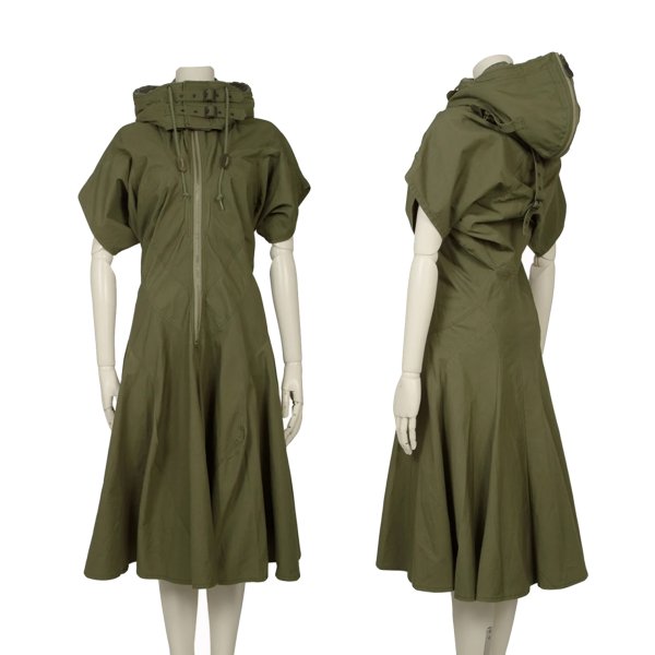 【中古】 ジュンヤワタナベ コムデ給仕JUNYA WATANABE COMME des GARCONS うつり変わりリップストップミリタリージップワンピース カーキXS【レディース】