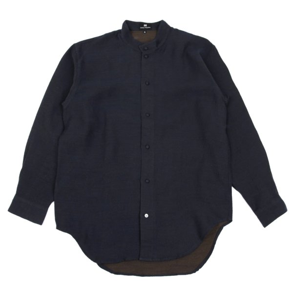 【中古】 イッセイミヤケ アイムISSEY MIYAKE im ウールコットンマオカラーシャツ 紺M【メンズ】