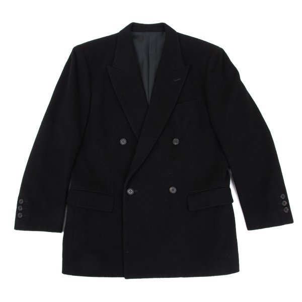 【中古】 イッセイミヤケ メンISSEY MIYAKE MEN ウールダブルブレストジャケット 黒S【メンズ】