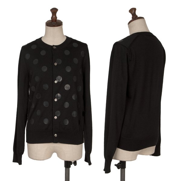 【中古】 コムコム コムデ給仕COMME des GARCONS ウールフロントドットプリントカーディガン 黒S【レディース】