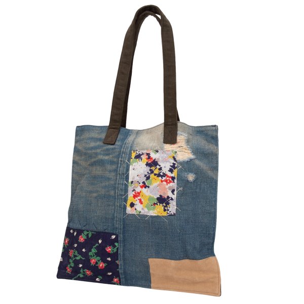 【中古】 ジュンヤワタナベ コムデギャルソン デニムJUNYA WATANABE COMME des GARCONS denim フラワーパッチデニムトートバッグ インディゴカーキ他【レディース】