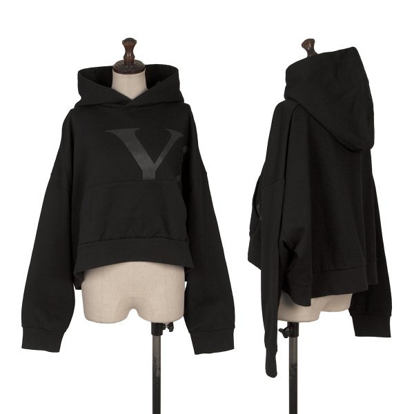 【中古】 ワイズY\u0027s コットンビッグロゴプリントフーディー 黒2【レディース】