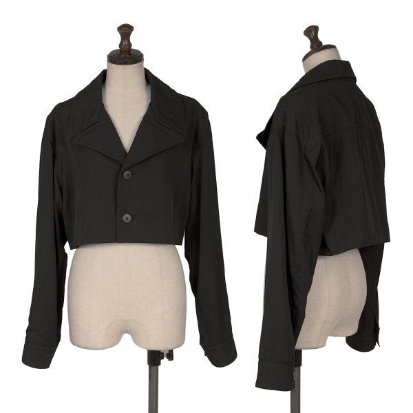 【中古】 ワイズY's ウール混ピークドラペルショートジャケット 黒M位【レディース】｜PLAYFUL