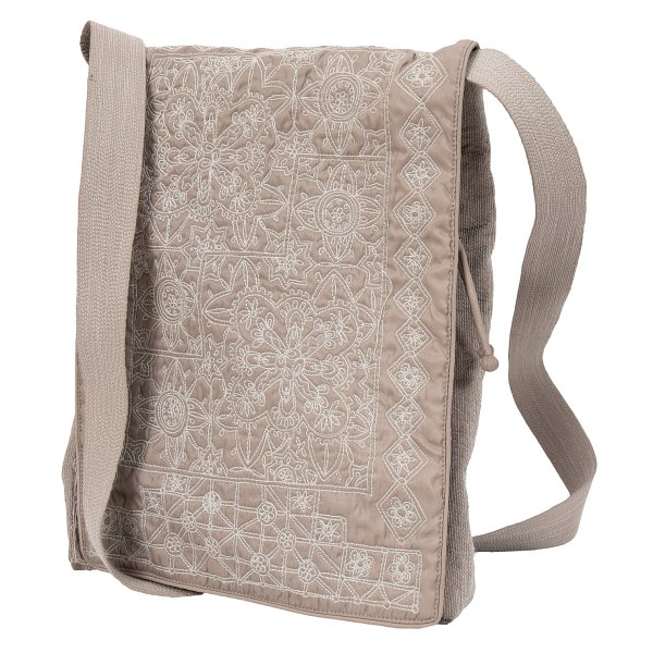 【中古】 イッセイミヤケハートタマシャISSEY MIYAKE HaaT TaMaSHa 編み目刺しゅうダブルフラップショルダーバッグ ベージュ【レディース】