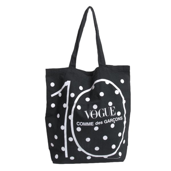 【中古】 コムデ給仕COMME des GARCONS×VOGUE ドットプリントトートバッグ 黒オフ【レディース】