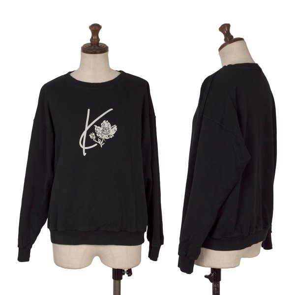 【中古】 ケンゾーKENZO フロントロゴフラワープリントスウェット 黒M【レディース】