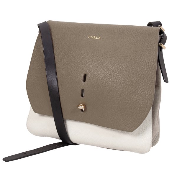 【中古】 フルラFURLA うつり変わりレザーフラップショルダーバッグ モカオフ他【レディース】