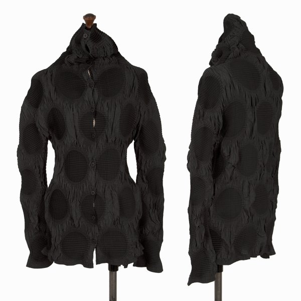 【中古】 イッセイミヤケ フェットISSEY MIYAKE FETE A-POC INSIDE ポリシルクドットジャガードストレッチプリーツシャツ 黒2【レディース】｜PLAYFUL 24,956円