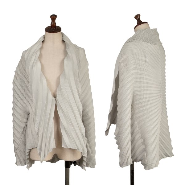 【中古】 イッセイミヤケISSEY MIYAKE アコーディオンプリーツジャケット ライトグレーM位【レディース】|PLAYFUL