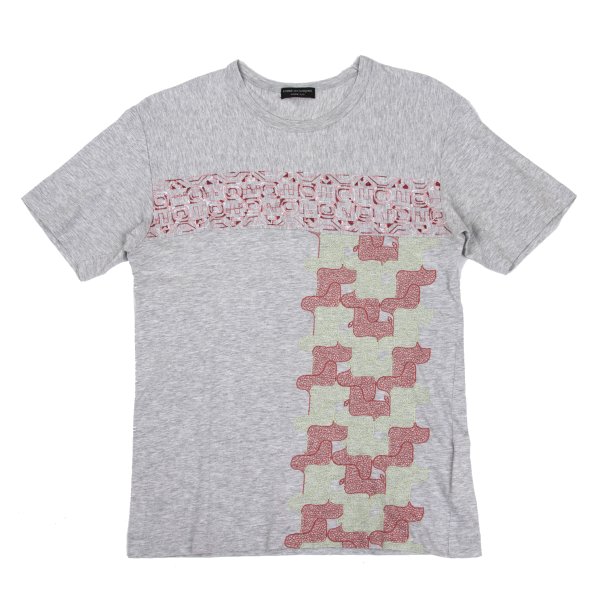 【中古】 コムデ給仕 オムプリュスCOMME des GARCONS HOMME PLUS 綿織物刺しゅう青写真プルオーバー 薄墨色他M位【メンズ】