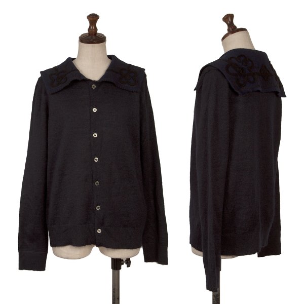 【中古】 トリココムデギャルソンtricot COMME des GARCONS モヘア混テーピングセーラーカラーニットカーディガン 紺M【レディース】