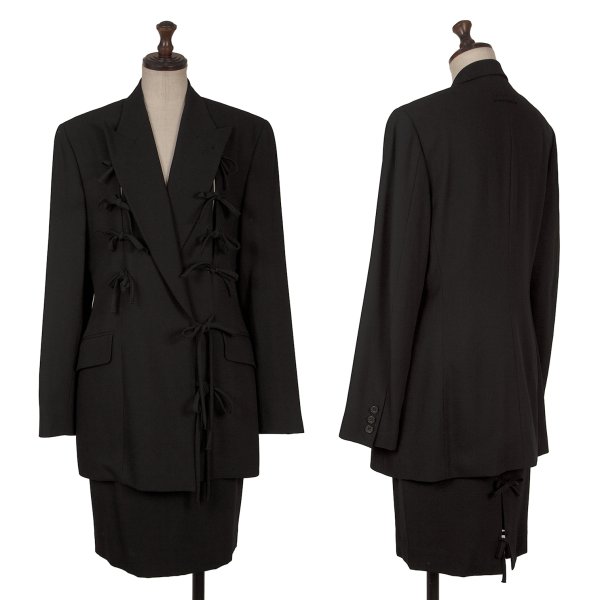 【中古】 ジャンポールゴルチエ ファムJean Paul GAULTIER FEMME 羊毛混レースアップデザインセットアップ 黒40【レディース】