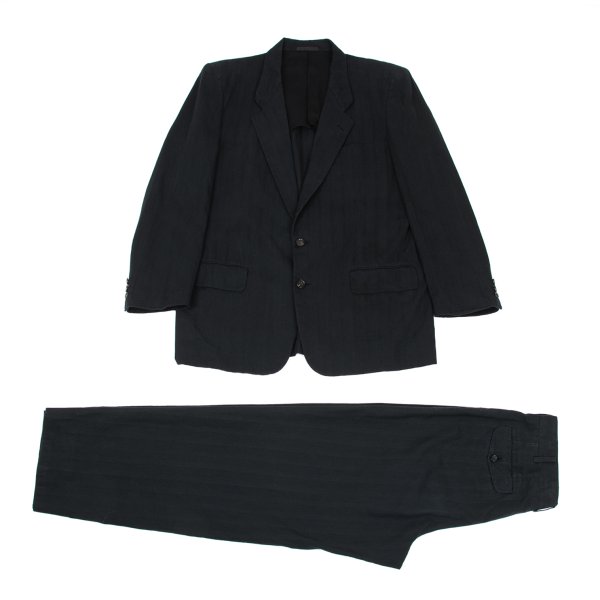 【中古】 コムデ給仕 オムCOMME des GARCONS HOMME コットンシャドーストライプ2Bセットアップ背広 墨黒L【メンズ】