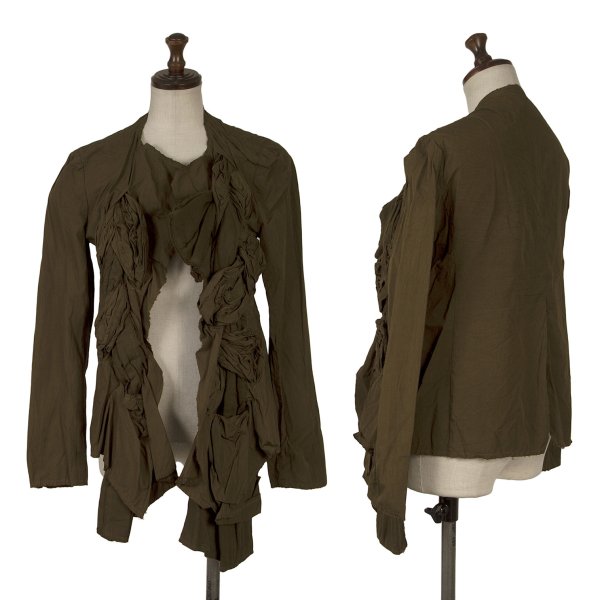 【中古】 コムデギャルソンCOMME des GARCONS 製品染め絞りデザインコットンシャツジャケット カーキM【レディース】|PLAYFUL