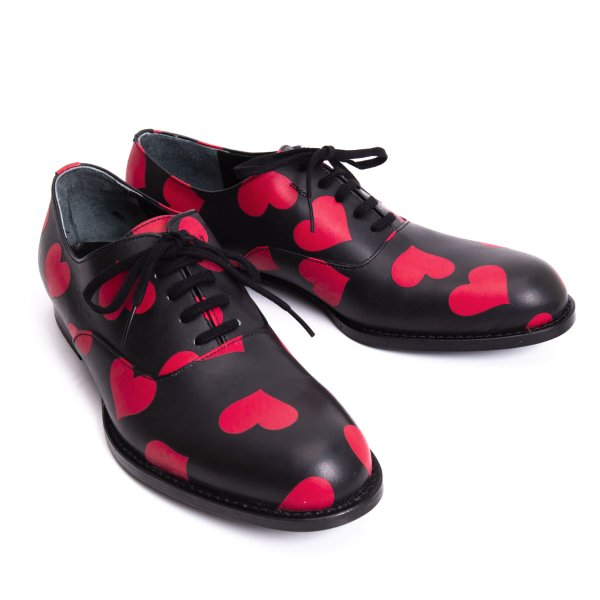 【中古】 コムデギャルソンCOMME des GARCONS ハートプリントレザーシューズ 黒赤24【レディース】|PLAYFUL