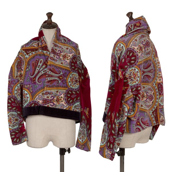 【中古】 コムデ給仕COMME des GARCONS ペイズリー柄天鵝絨ボレロ 紫マルチM位【レディース】