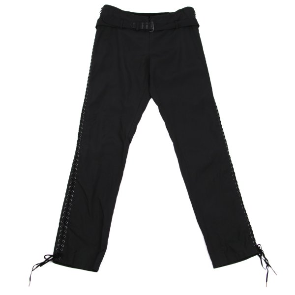 【中古】 ジャンポールゴルチエファムJean Paul GAULTIER FEMME サイドレースアップベルテッドパンツ 黒42【レディース】