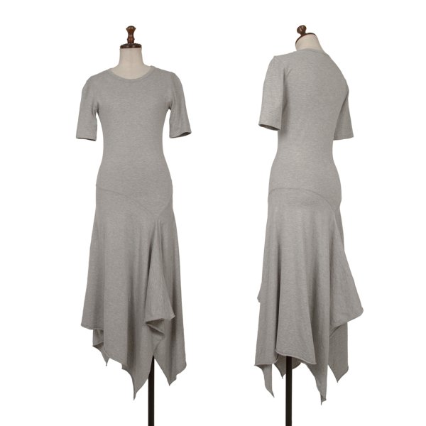 【中古】 イッセイミヤケISSEY MIYAKE 綿織物偏った考えうつり変わり半袖衣装 薄墨色2【レディース】