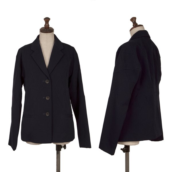 【中古】 イッセイミヤケISSEY MIYAKE 絨毛金剛石うつり変わり上衣 紺2【レディース】 コート・ジャケット-レディースファッション