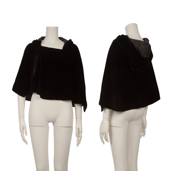 【中古】 コムデギャルソン ノアールCOMME des GARCONS NOIR ベルベットフーデッドポンチョ 黒M【レディース】｜PLAYFUL