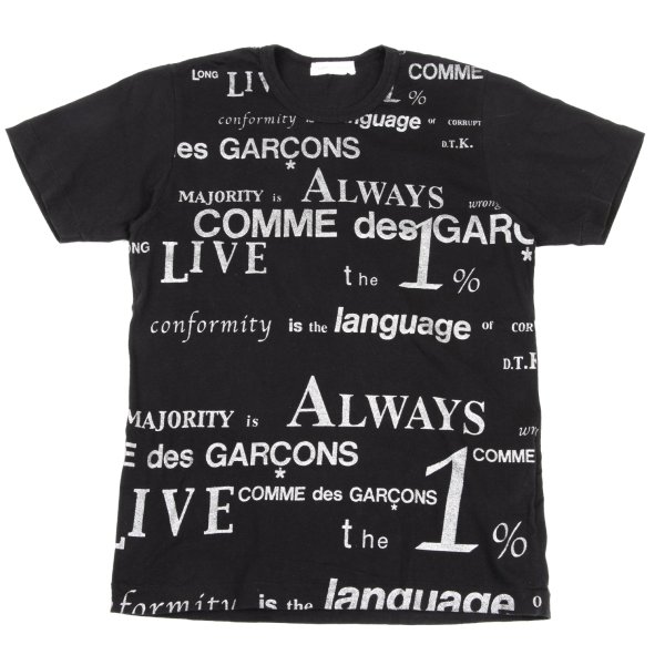 【中古】 コムデ給仕COMME des GARCONS レタリンググリッタープリントプルオーバー 黒M位【レディース】