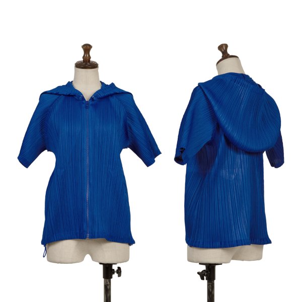 【中古】 筋目プリーズPLEATS PLEASE アウトシーム半袖ボンネット上衣 青3【レディース】