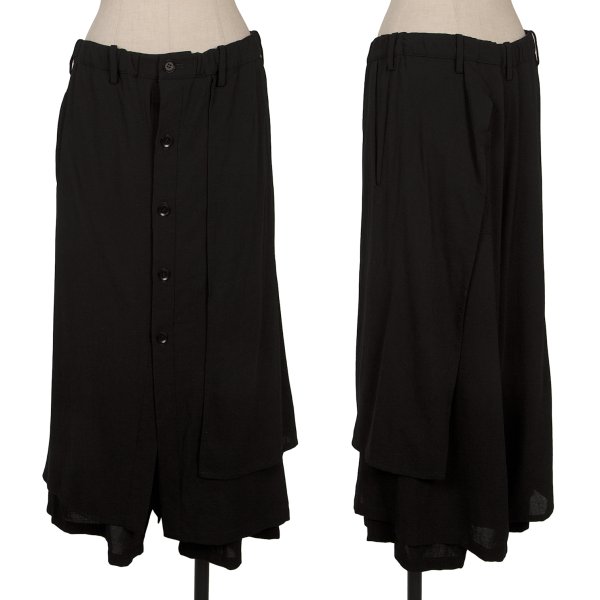 【中古】 ヨウジヤマモト ノアールYohji Yamamoto NOIR ウールフロントボタンスカートパンツ 黒2【レディース】
