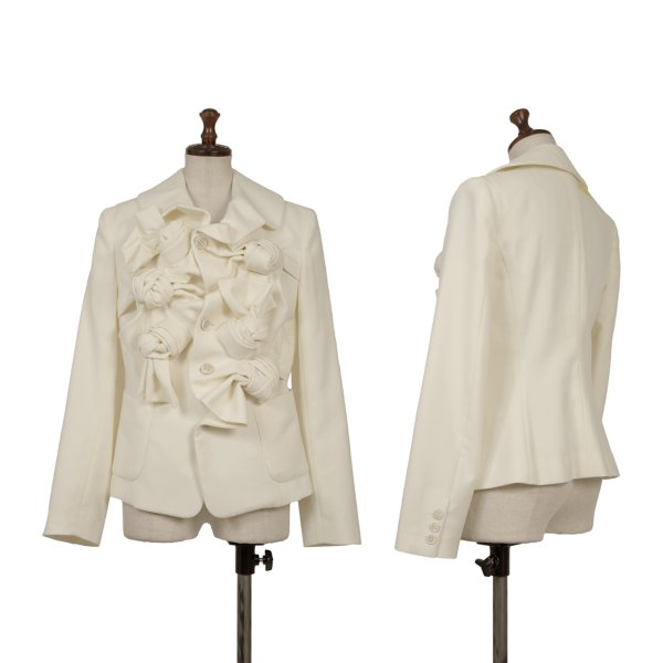 【中古】 コムコム コムデ給仕COMME des GARCONS ウールノットデザインジャケット オフS【レディース】