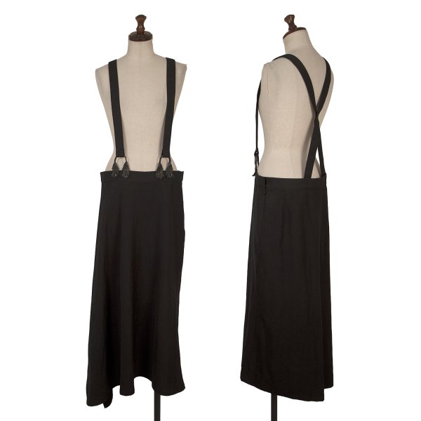 【中古】 ヨウジヤマモト ファムYohji Yamamoto FEMME ウールカツラギサスペンダースカート 黒1【レディース】｜PLAYFUL