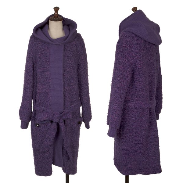 【中古】 ソニアリキエルSONIA BY SONIA RYKIEL 裏柄フーデッドニットガウンコート 紫46【レディース】
