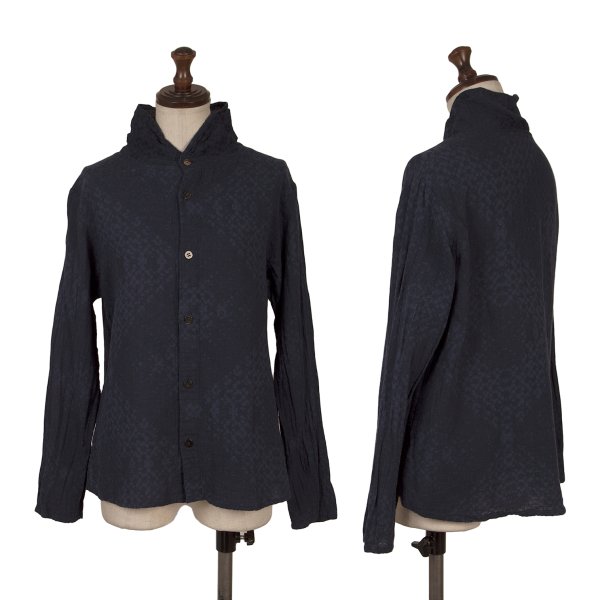 【中古】 プランテーションPlantation コットングラフィックジャガードブラウス 紺M【レディース】|PLAYFUL