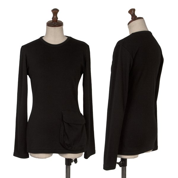 【中古】 ヨウジヤマモト ファムYohji Yamamoto FEMME ウールフラップポケットデザインカットソー 黒3【レディース】