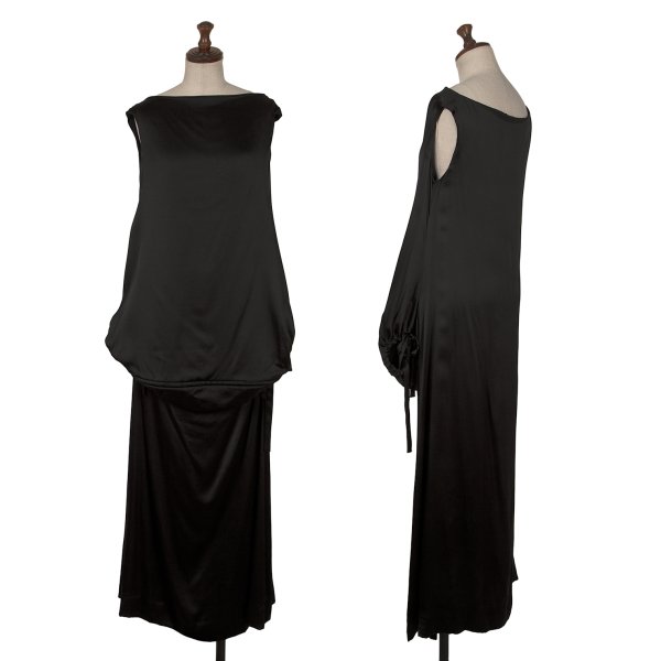 【中古】 ヨウジヤマモト ファムYohji Yamamoto FEMME シルクフロントジップドレープノースリーブワンピース 黒1【レディース】｜PLAYFUL