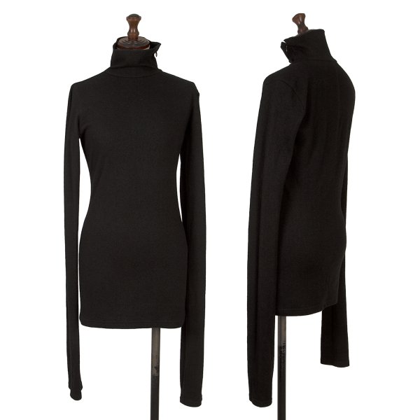 【中古】 ヨウジヤマモト ファムYohji Yamamoto FEMME ウールジップネックロングスリーブカットソー 黒2【レディース】