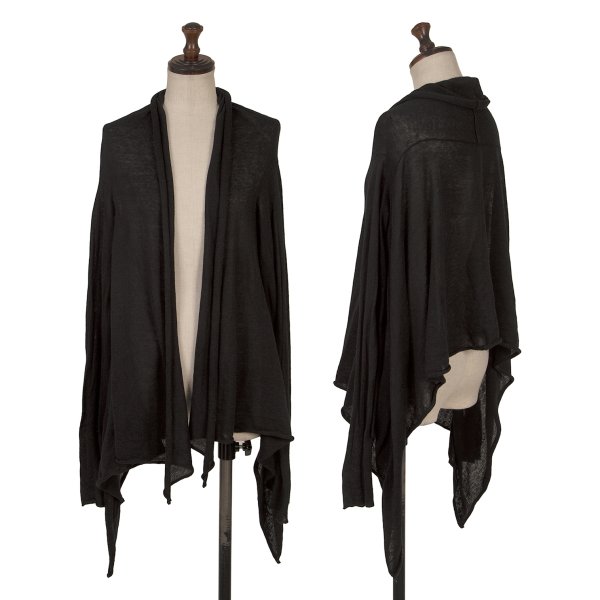 【中古】 ヨウジヤマモト ファムYohji Yamamoto FEMME カシミール混コットンボタンレスサイドドレープカーディガン 黒2【レディース】