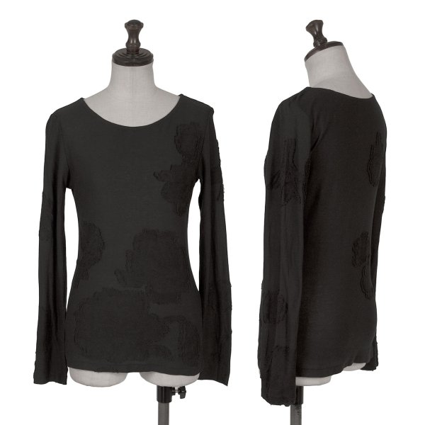 【中古】 ヨウジヤマモト ノアールYohji Yamamoto NOIR 綿織物混フラワージャガードカットソー 黒2【レディース】