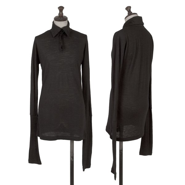 【中古】 ヨウジヤマモト ノアールYohji Yamamoto NOIR ウールスキッパーロングスリーブカットソー 黒2【レディース】|PLAYFUL