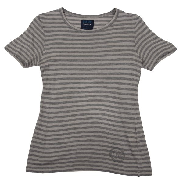 【中古】 レギュレーション ヨウジヤマモトREGULATION yohji yamamoto アクリル混ボーダーTシャツ ベージュグレー3【レディース】｜PLAYFUL