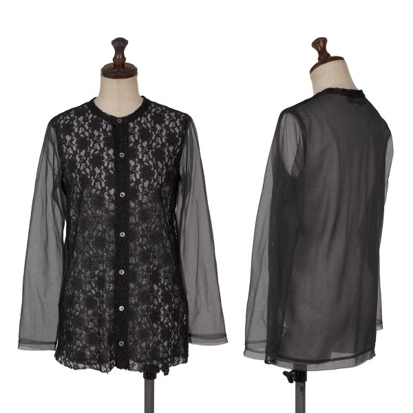 【中古】 トリココムデギャルソンtricot COMME des GARCONS フラワーレース切替シースルーブラウス 黒M【レディース】|PLAYFUL
