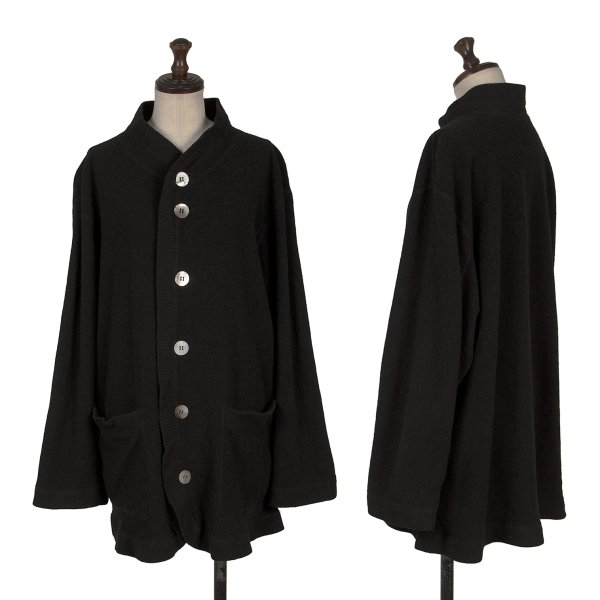 【中古】 プランテーションPlantation ウールナイロン貝ボタンパイルカーディガン 黒M【レディース】|PLAYFUL