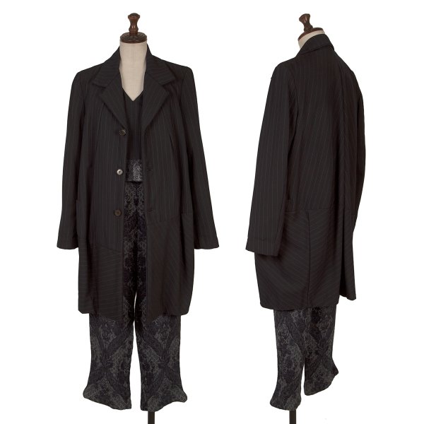【中古】 コムデ給仕COMME des GARCONS ウールピンストライプスリーピース 紺S S位 S【レディース】