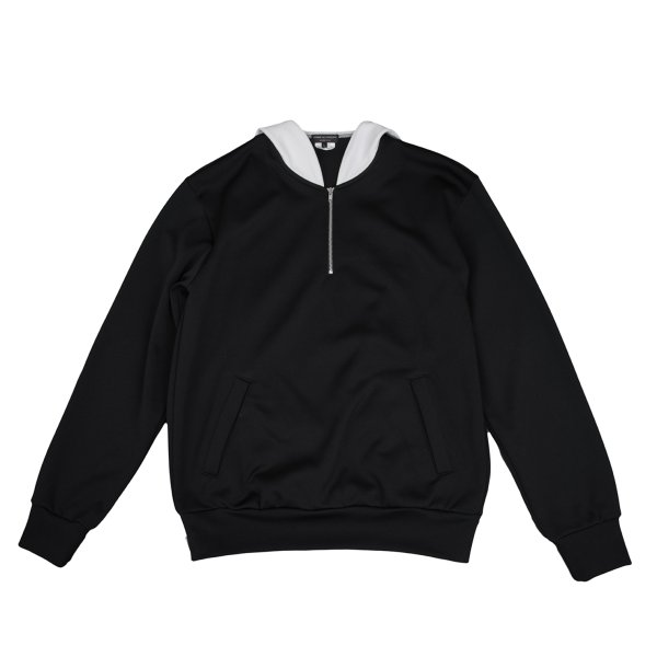 【中古】 コムデ給仕 オムプリュスCOMME des GARCONS HOMME PLUS ポリロングカラーハーフジップトップス 黒L【メンズ】