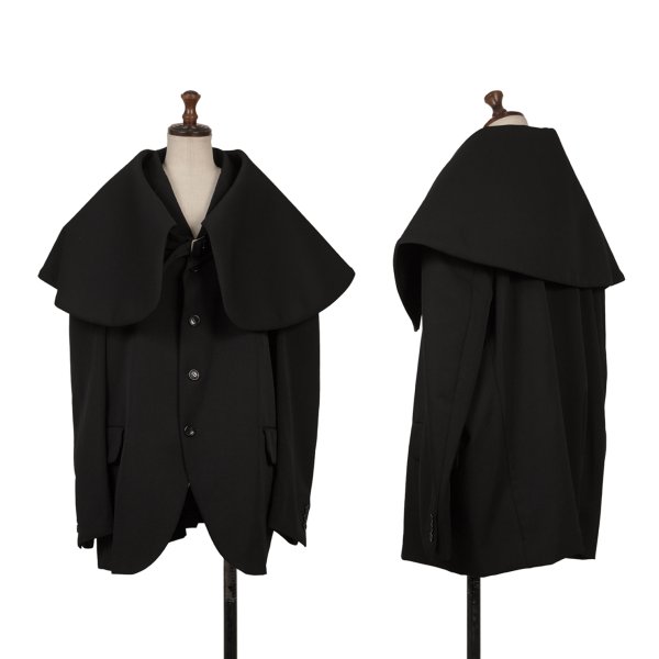 【中古】 コムデ給仕COMME des GARCONS ウールベルテッドラウンドカラージャケット 黒S【レディース】