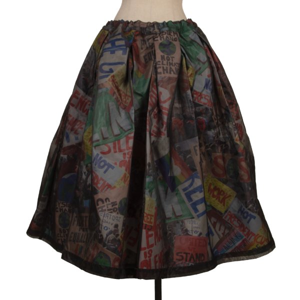 【中古】 コムデ給仕COMME des GARCONS グラフィックプリントレイヤードボリュームスカート 黒マルチS【レディース】