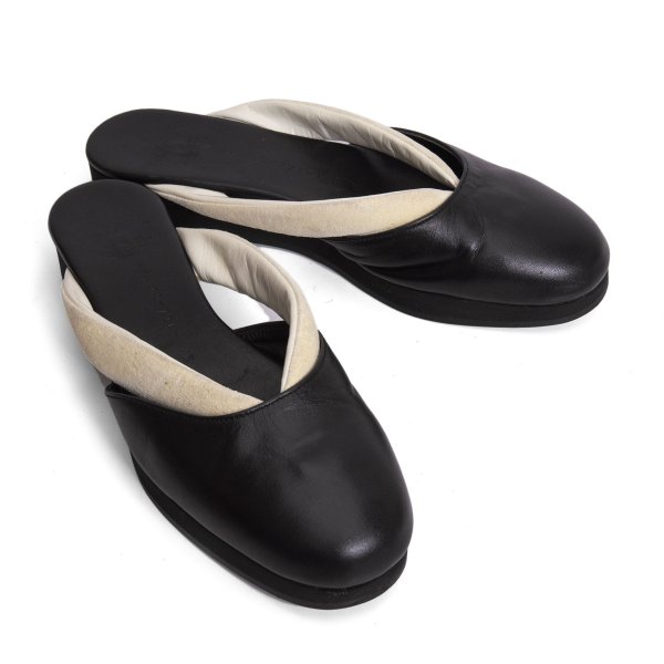 【中古】 ヨウジヤマモト ファムYohji Yamamoto FEMME スウェード鼻緒デザインフラットサンダル 黒オフ5(23.5糎位)【レディース】