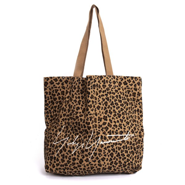 【中古】 ヨウジヤマモトYohji Yamamoto シグニチャーロゴプリントレオパードトートバッグ 茶【レディース】｜PLAYFUL