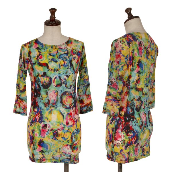 【中古】 ヨウジヤマモト ファムYohji Yamamoto FEMME カラフルバブルストレッチ7分袖カットソー マルチ2【レディース】